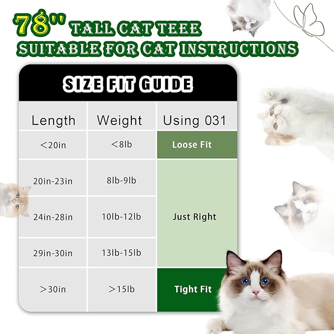 Cat Tree for Large Cats, 78.7"(200cm) Tall Cat Tower for Indoor Cats Multiple Cats with Large Top Perch, Cat Condo, Cat Hammcok, Cat Scratching Post, Light Gray GCT031W