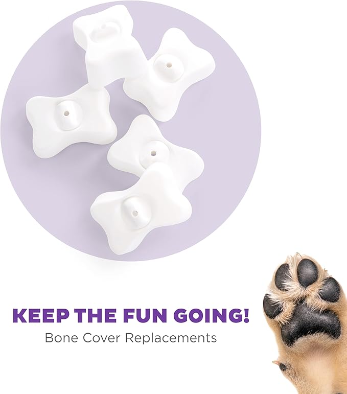 Outward Hound by Nina Ottosson Bone Replacement Parts for Interactive Dog Puzzles - DogBrick, DogTornado, DogSmart, PuppyTornado, PuppySmart, 5-Pack, White