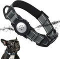 TagME Airtag Dog Collar,Waterproof Reflective Pet Collar with Airtag Holder,Soft Padded and Double D-Rings for Small Dogs,Grey