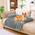 FUNNY FUZZY Pet Couch Cover for Sofa, Calming Dog Bed for Couch, Fluffy Plush Dog Couch Mat for Furniture Protector for Large Medium Small Dogs and Cats, Mist Grey
