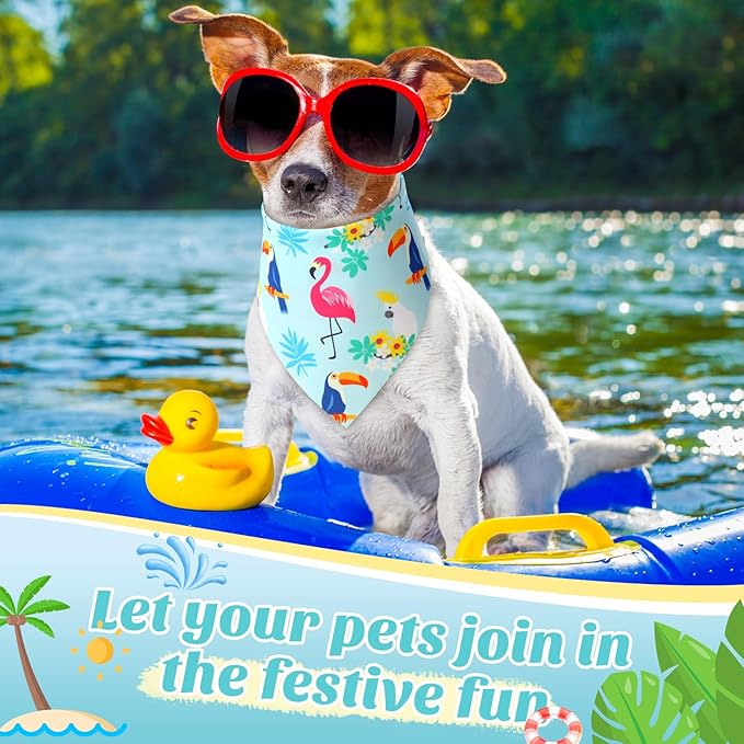 Weewooday 50 Pcs Hawaiian Dog Bandanas Bulk for Dogs Soft Bibs Adjustable Triangle Pet Bandana for Small Medium Large Costume(Hawaii Pattern, 25.6 x 17.7 x 17.7 Inch)