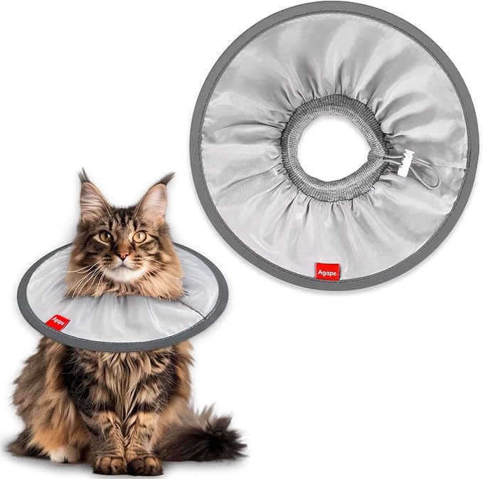 Agape Soft Cat Cone, Comfy Collar to Stop Licking & Scratching, Lightweight Recovery Collar for Cats After Surgery, Adjustable Elizabethan Collar for Neuter Recovery, Waterproof Neck Cones for Cats
