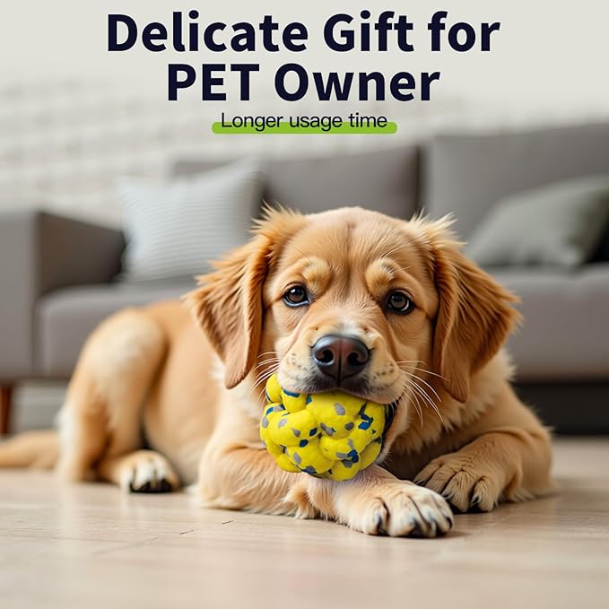 Upgrade Dog Balls Interactive Toys for Aggressive Chewers, Indestructible Tennis Durable Bouncy for Fetch Game, Lightweight Floating, Yellow
