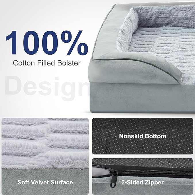 FURTIME Orthopedic Dog Bed for Small Dogs - Waterproof Dog Sofa Beds Small, Supportive Foam Pet Couch Bed with Removable Washable Cover, Waterproof Lining and Nonskid Bottom, Light Grey