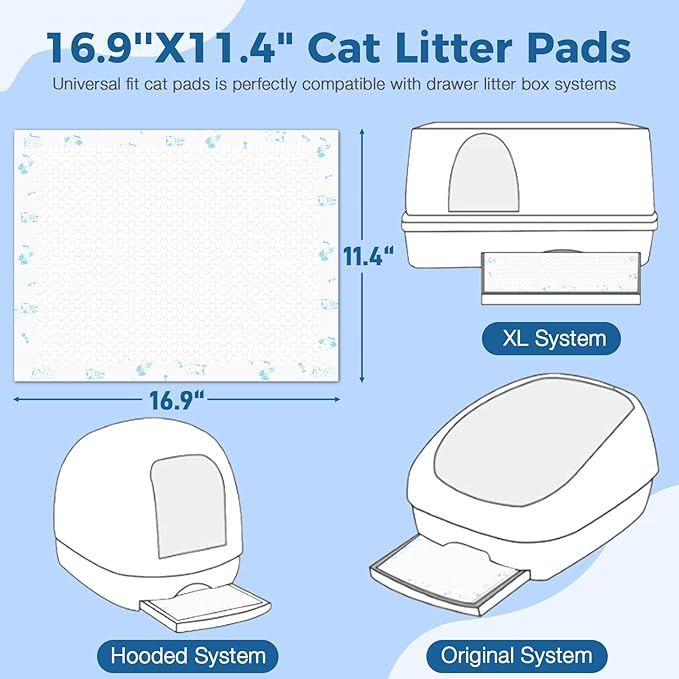 Cat Pads 25 ct Super Absorbent Pet Pee Pads Compatible with Tidy Cats Breeze Litter System 16.9x11.4 Inch Litter Pad for Litter Box