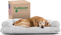 Furhaven Pillow Dog Bed for Large Dogs w/ Removable Bolsters & Washable Cover - Quilted Sofa - Silver Gray, Jumbo/XL