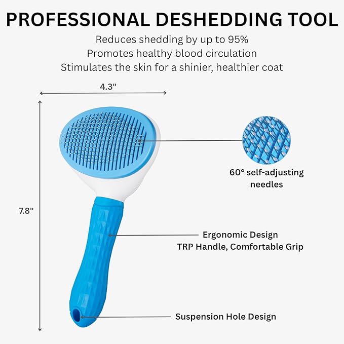 AIXINPET Cat & Dog Self Cleaning Slicker Brush - Easy to Remove Loose Fur, Harmless Deshedding Grooming Tool, Massaging Function - Suitable for Shedding & Furry Pets, like Rabbits and Ferrets