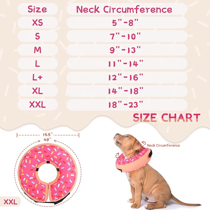Supet Inflatable Dog Cone Collar Alternative After Surgery, Dog Neck Donut Collar Recovery E Collar for Neuter, Soft Pet Cone for Small Medium Large Dogs