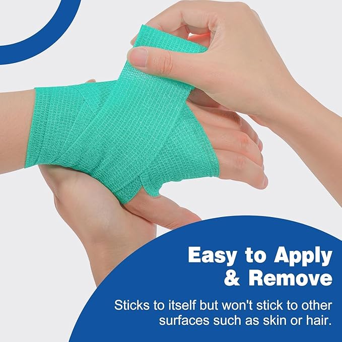 AZEN 120 Pack Self Adhesive Bandage Wrap, 2" X 5 Yards Elastic Cohesive Bandage Wrap, Color Athletic Tape, Vet Wrap, Ankle Tape