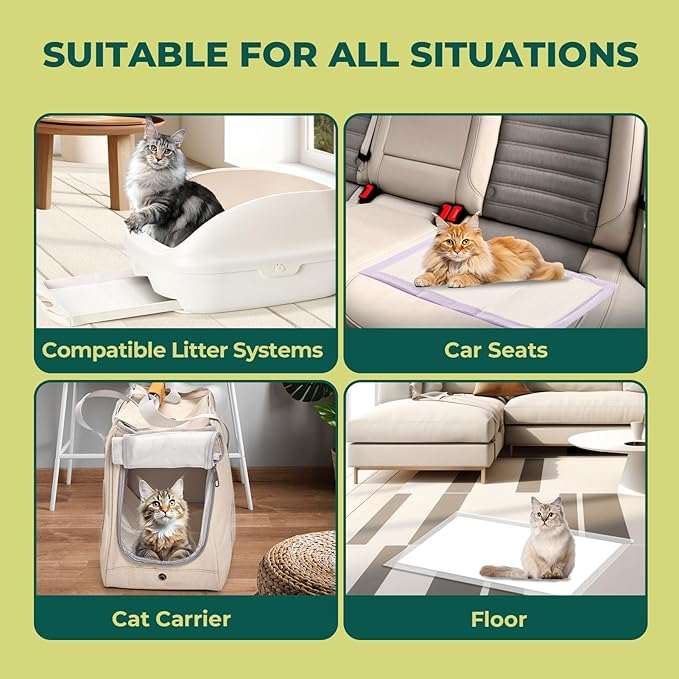 Cat Pads Refills for Tidy Cats Breeze Litter System - Super Absorbent 6-Layer Pads for Odor Control, Lavender Scented - 16.9" x 11.4" - Pack of 20 Litter Box Replacement Pads