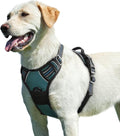 Eagloo Dog Harness for Large Dogs, No Pull Service Vest with Reflective Strips and Control Handle, Adjustable and Comfortable for Easy Walking, No Choke Pet Harness with 2 Metal Rings, Dark Green, L