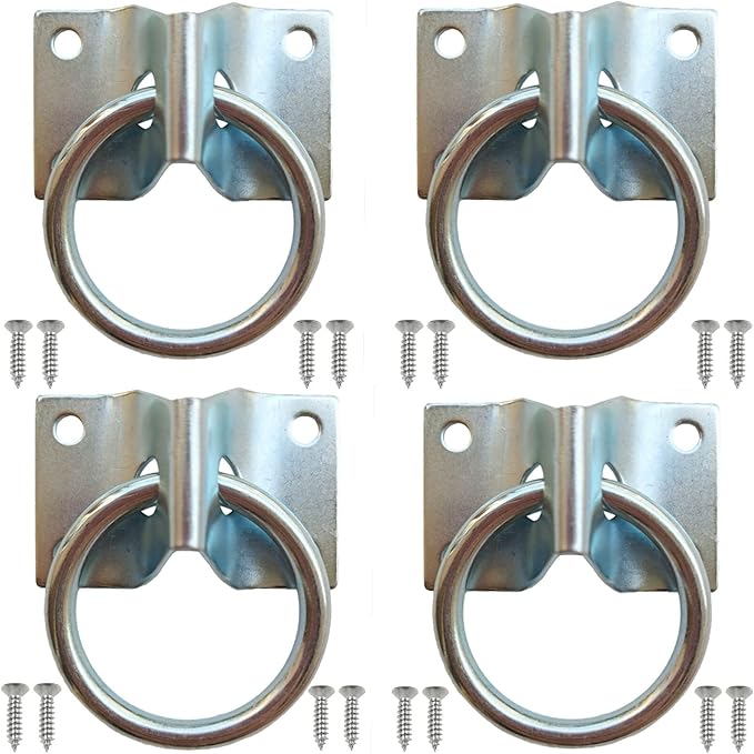 Cross Tie Ring for Horses, Block Tie Ring for Horse Stall/Stable, Tie Down Horse Barn Supplies (4 Pack)