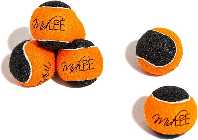 Midlee Orange/Black Dog Halloween Tennis Balls- Set of 6