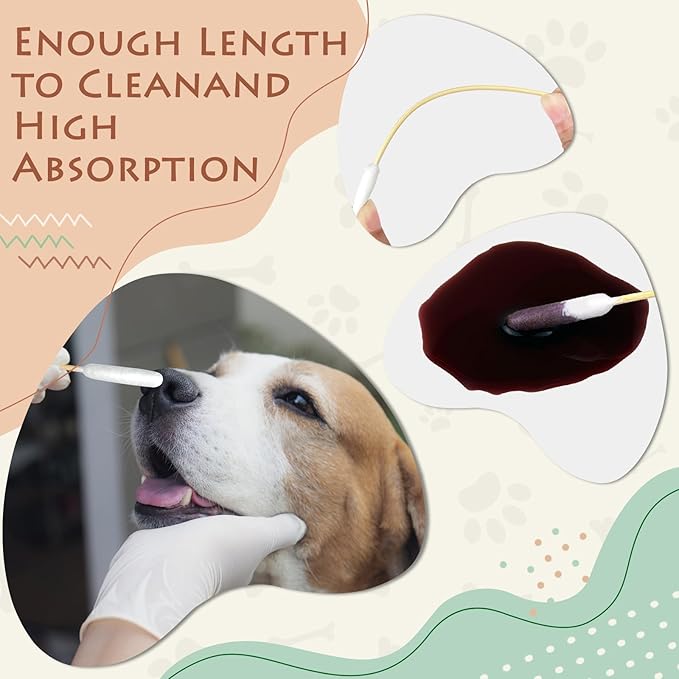 200 PCS Dog Ear Cleaning Kit; 6-Inch Large Cotton Swabs for Gentle & Effective Cleaning. Safe and Hygienic Pet Ear Cleaning Solution