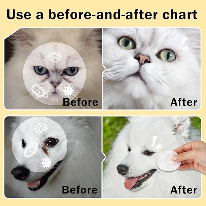 Eyes Wipes for Dogs & Cats Dog Cleaning Grooming Deodorizing Wipes Kit Wash Cleaner for Eyes Wrinkle Face Gently Remove Tear Stain Eye Debris 25pcs Unscented