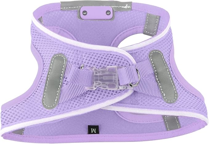 Light Up Dog Harness,Rechargeable LED Dog Harness for Small Medium Large Dogs,Reflective Lighted Safety Vest for Night Walking & Camping,Lightweight & Adjustable,Lavender Purple,L