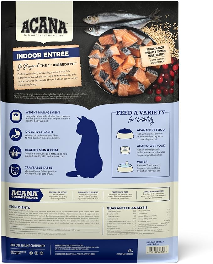 ACANA Indoor Entrée Fish Recipe Dry Cat Food 10lb Bag