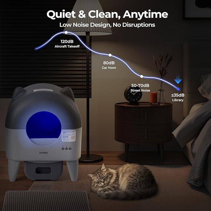 Self Cleaning Litter Box: Extra Large Automatic Cat Litter Box Self Cleaning for Multiple Cats - APP Control with Smart Sensors - Safety Protection - Low Noise Design