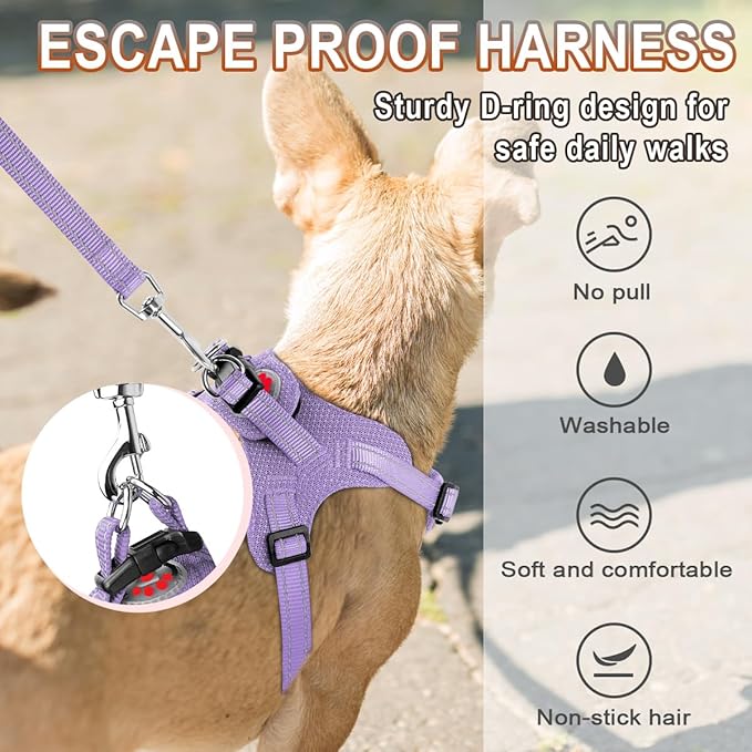 Dog Harness Step in Dog Vest Harness, Reflective Adjustable Puppy No Pull Harness Breathable Soft for Small and Medium Dogs Cats, Violet Purple, S