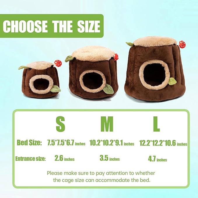 Guinea Pig Hideout Hamster Cage Accessories,Stump Style Soft Washable Hedgehog,Ferret,Rat Hammock for Cage,Chinchilla,Ferret, Bunny Bed,Small Animal Houses & Habitats(L)