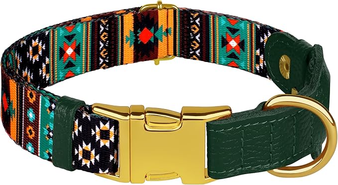 AirTag Dog Collar for Small Medium Large Breed - Adjustable Cute Pattern Dog Collar with Airtag Holder - Soft Leather Tracker GPS Apple Air Tag Pet Collars (Small, 12"-15" Neck Fit, Tribal)