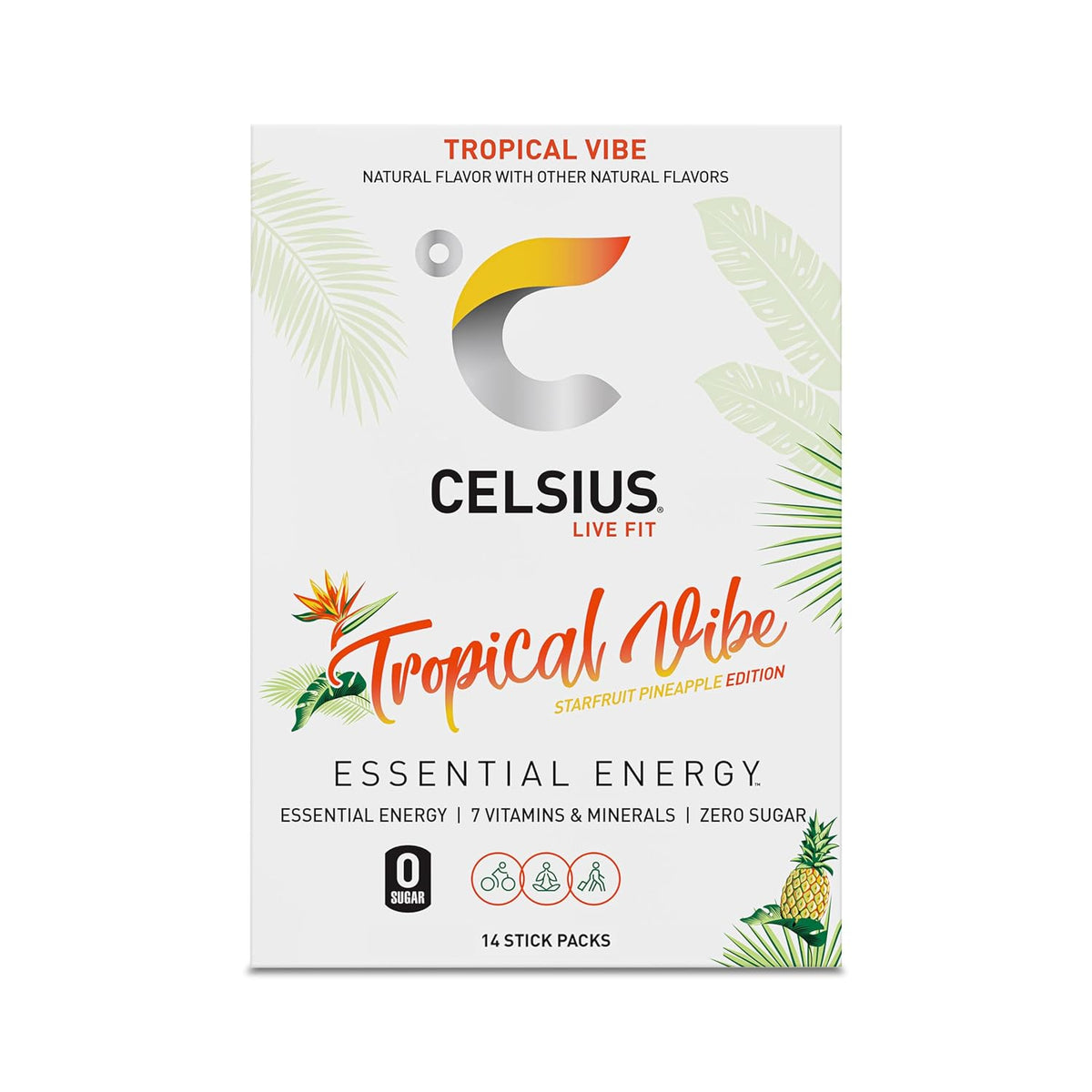 CELSIUS® On-The-Go Powder Sticks Dragonfruit Lime, Essential Energy 2.8 Oz