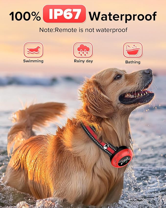 XDX 2-in-1 Dog Shock Collar & Bark Collar – 3300FT Dog Training Collar with Remote, Automatic Anti-Barking, 5 Adjustable Sensitivity Levels, IP67 Waterproof E-Collar for Small Medium Large Dogs