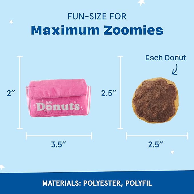 Barkbox Dog Toys – Barker’s Dozen Donuts Plush 4 in 1 Multi Part Interactive Dog Toy for Dogs & Puppies – Small