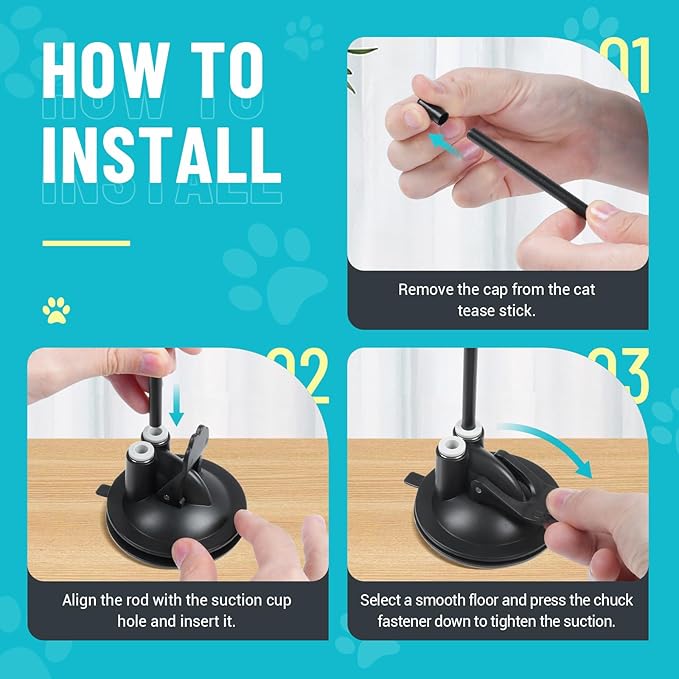 ROSAUI 11-Pack Cat Toy Set with Suction Cup Base and Wire Teasers – Interactive Bird and Feather Attachments with Yarn Balls for Cats and Kittens – Indoor Cat Fun and Exercise