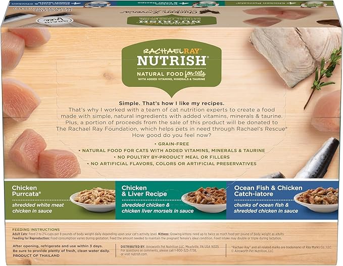 Rachael Ray Nutrish Premium Wet Cat Food, Chicken Lovers Variety Pack, Grain Free, 2.8 Oz. Tub, Pack Of 12