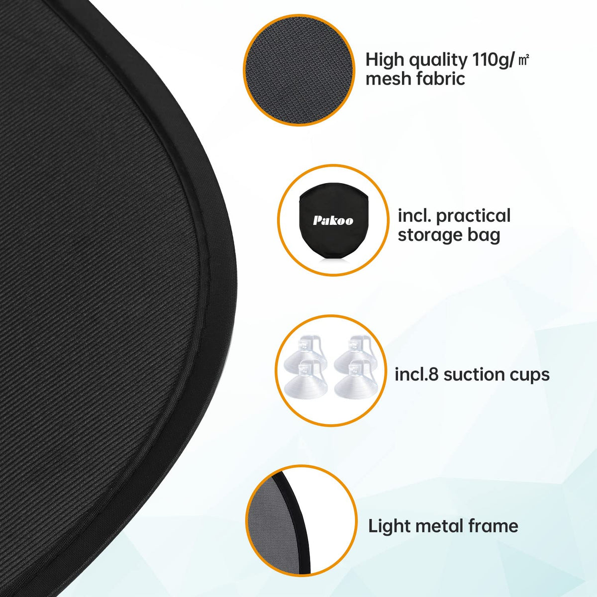 Pakoo Car Sun Shade for Baby with UV Protection, 2 Pack UV Protection Breathable Car Window Sun Shade for Children with Cute Animal Motifs, 17.7 x 14 inches Sun Shades with 8 Cups