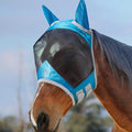Harrison Howard CareMaster Pro Luminous Horse Fly Mask Large Eye Space Standard with Ears UV Protection for Horse Sky Blue XL Extra Full