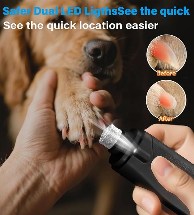 2 in 1 Dog Nail Clippers & Cat Nail Clippers Trimmers for Large Medium Small Dogs Cats Claw Trimmer Quick Sensor and Safety Guard USB Rechargeable Dogs Nail Trimmer with Catcher & 2 LED Lights