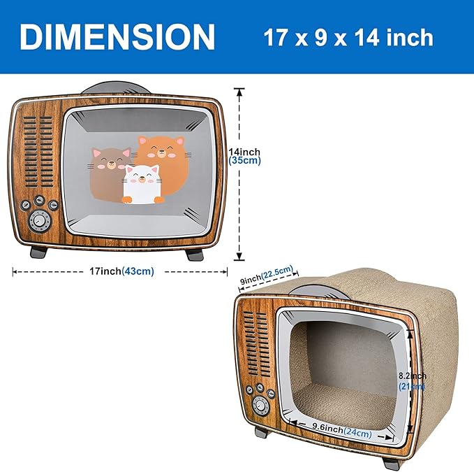TV Cat Scratcher Cardboard Lounge Bed, Cat Scratching Board, Durable Board Pads Prevents Furniture Damage