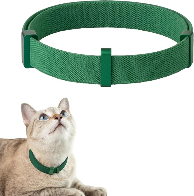 Safety Cat Collar Pro - U.S. IDA Gold Awarding Design, Elastic Quick Release Cat Collar with Buckle Non Breakaway - Lightweight for Kitten All Small Large Cats (Alpine Green, M 7.9-15.7")