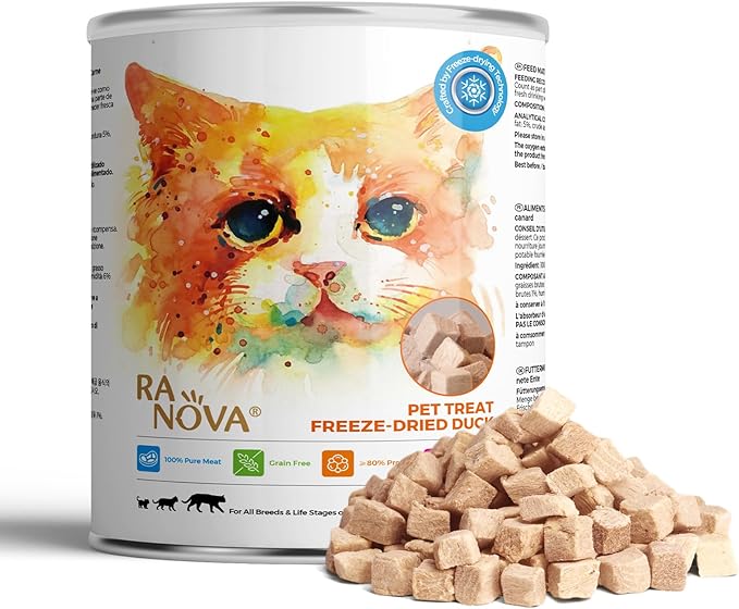 Freeze Dried Cat Treats - 100% Duck Breast Grain Free Raw - Natural Balance Limited Ingredient High Protein Cat Snack 115g/4.1oz - Picky Eater Challenger