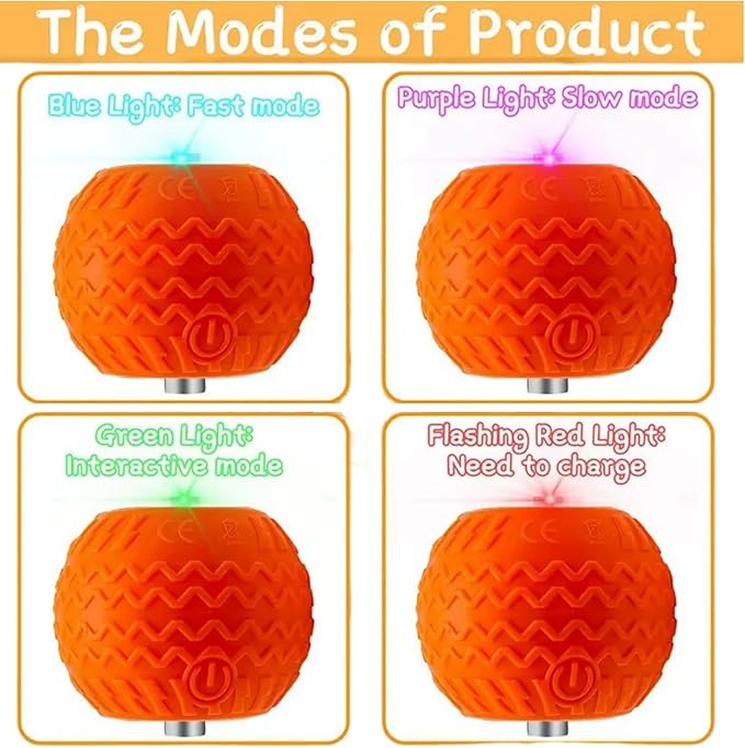 Interactive Cat Toys with Tail Rechargeable Cat Ball Toy with 3 Model Automatic Moving Balls Electric Fast Rolling Toy for Lazy Cats (Red)