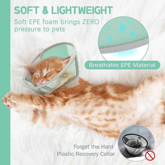 Cat Cone Collar Soft, Cat Recovery Collar for Large Medium Small Cats Kittens, Pet Cone Alternative After Surgery