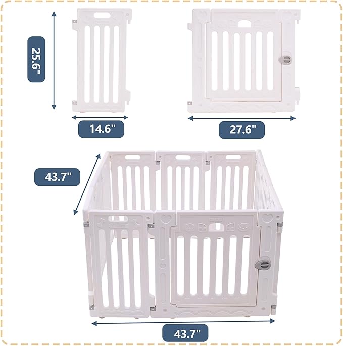 Dog Playpen with Door, DIY Shape Combination Puppy Pen,25.5" H 10-Panel Dog Fence,Non-Slip & Secure Pet Gate, Easy to Assemble(Standard Room)