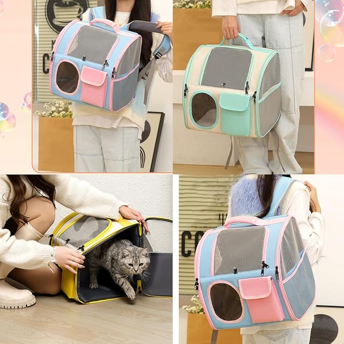 Cat Dog Carrier Backpacks,Pet Backpack Carrier, Bubble Backpack Pet Carriers with Breathable Mesh for Cats Small Dogs Puppies Animals for Travel, Hiking, Camping or Outdoor Use (Pink)