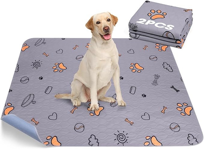 Washable Pee Pads for Dogs, 2 Pack Large 48"x48" Super Absorbent Reusable Training Pads, 100% Waterproof Non-Slip Crate, Whelping, Playpen Mat Bed - Dog Products