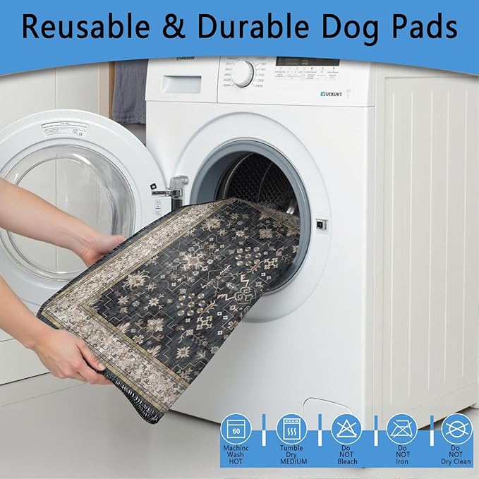 Washable Pee Pads for Dogs 2 Pack, Absorbent Reusable Puppy Pads Waterproof, Leakproof & Non-Slip Whelping Pad, Potty Training Pads for Dogs Playpen Mat 48x48
