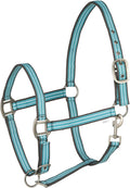 HORZE Adepto Adjustable Horse Halter | Soft, Durable Polyester - Canal Blue - Pony
