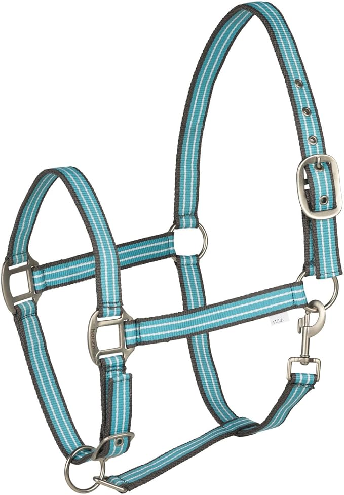 HORZE Adepto Adjustable Horse Halter | Soft, Durable Polyester - Canal Blue - Pony