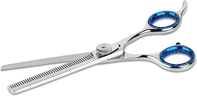 Laazar Pet Grooming Set - 7" Straight Pet Grooming Scissors & 6.5" Pet Thinning Shears with 42 Teeth | Professional Dog Scissors Kit | Use as Cat and Dog Shears