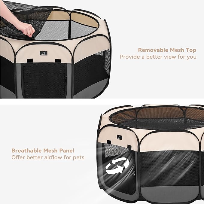 A4Pet Portable Kitten Playpen for Cats, 27" Foldable Pet Playpen for Puppy/Cat/Rabbit/Chick, with Removable Zipper Top & Mesh Panel(11”W × 7.5”H)