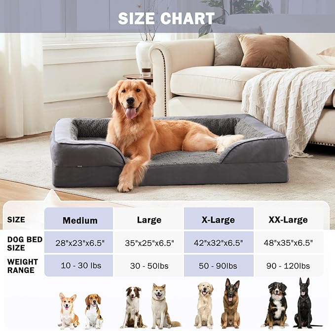INVENHO Orthopedic Dog Bed Medium Size Dog, Waterproof Egg-Crate Foam Couch with Washable Removable Cover, Waterproof Lining and Nonskid Bottom