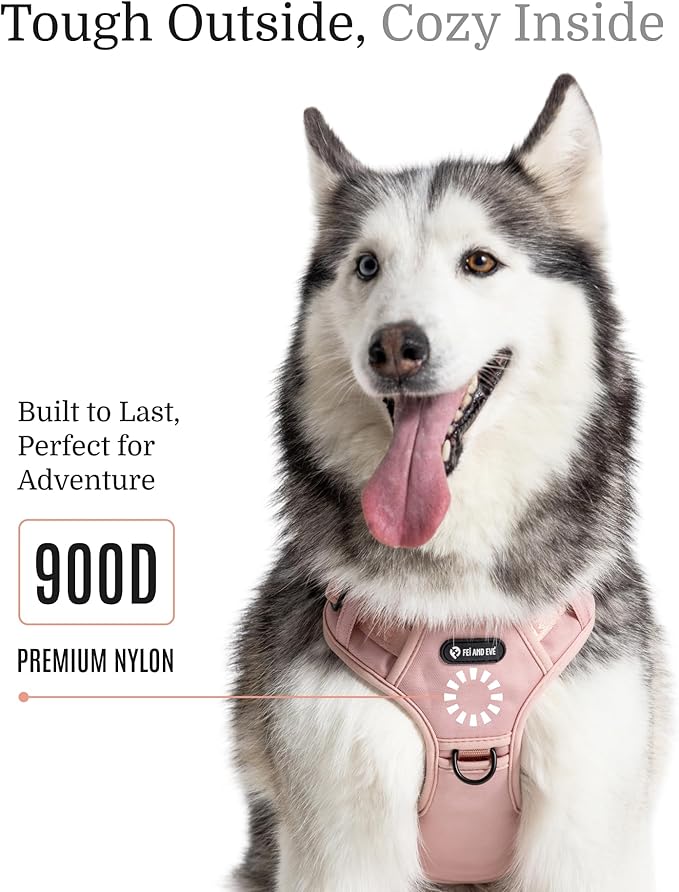 2025 New Edition, Fei & Eve MagEase Dog Harness - 3-Second Magnetic Buckles | 3-Point No-Pull Control | Heavy-Duty 900D Nylon | Dual Safety Handles | Breathable Mesh | Adjustable Fit | Small, Pink