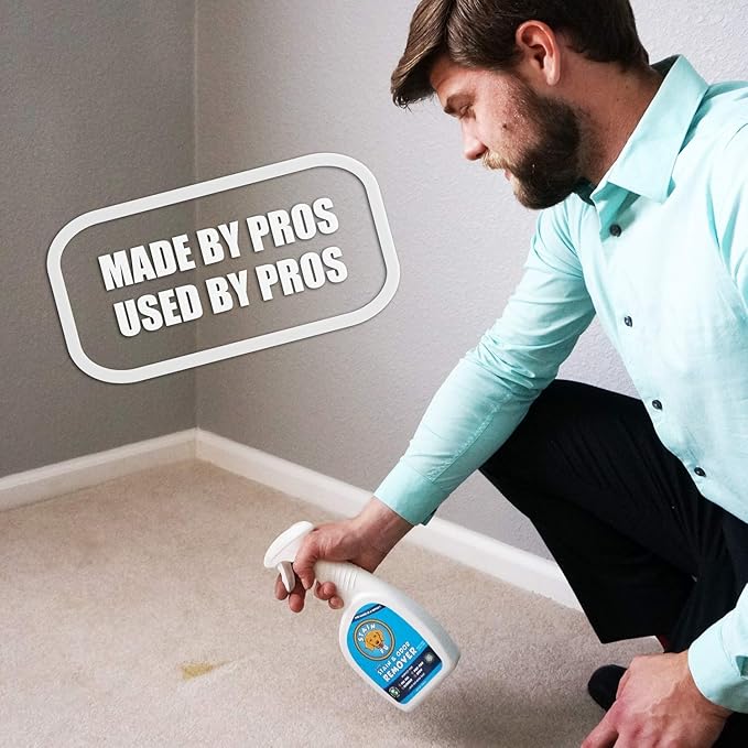 Pro Strength Carpet Odor & Stain Remover Works Like Magic in a Bottle on Tough Urine Feces Vomit and Even red Wine Too! 24 fl.oz