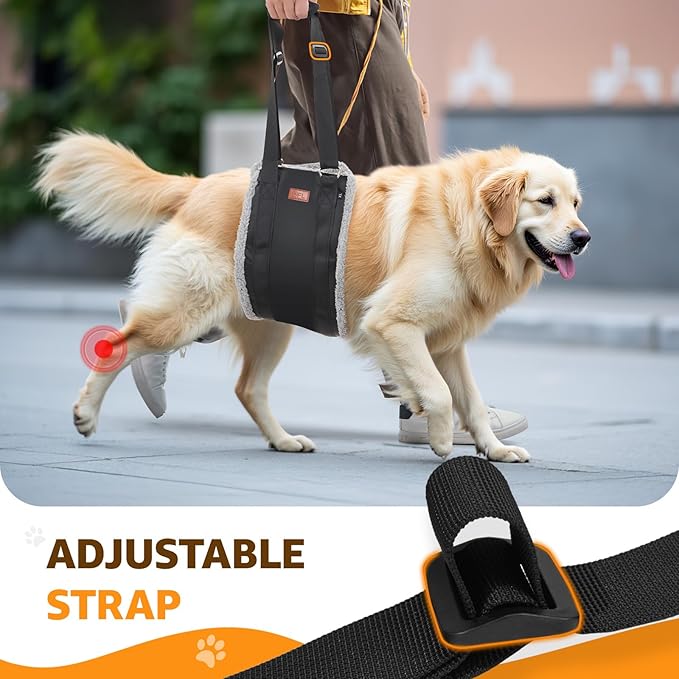 Adjustable Dog Lift Harness, Dog Sling for Large Dogs Hind Leg Support, Soft Lift Support Helps Senior, Injured, Disabled and After ACL Surgery Dogs-Black & Grey (X-Large)